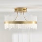 Filey-  Modern Brushed Gold & Glass LED Semi Flush Ceiling Light