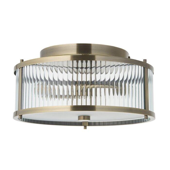 Morgan - Antique Brass & Ribbed Glass Brass Bathroom Ceiling