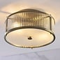 Morgan - Antique Brass & Ribbed Glass Flush Ceiling Light - Bathroom Rated