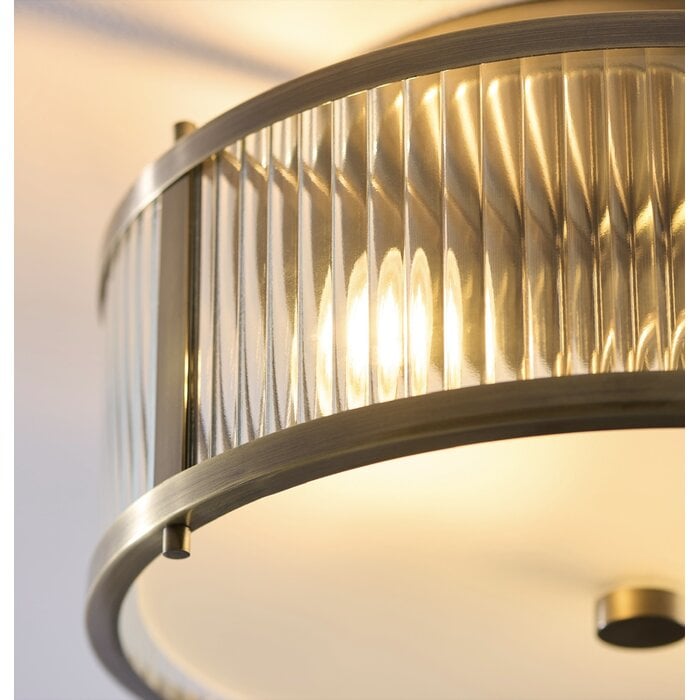 Morgan - Antique Brass & Ribbed Glass Brass Bathroom Ceiling