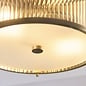 Morgan - Antique Brass & Ribbed Glass Flush Ceiling Light - Bathroom Rated