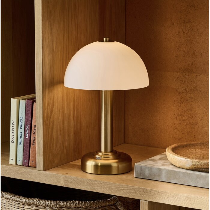 Pymore Rechargeable Cordless Brass & Opal Glass Table Lamp