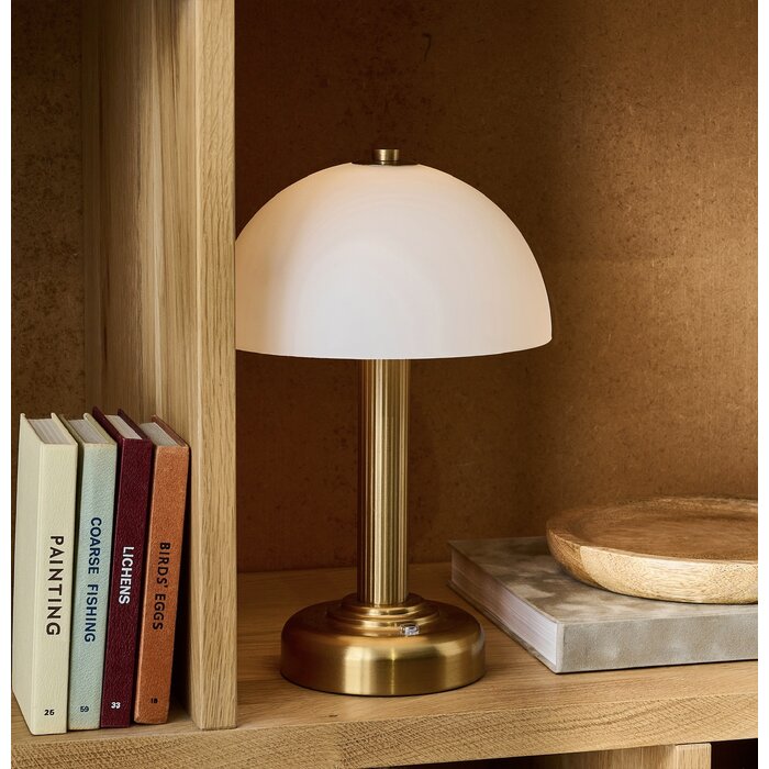 Pymore Rechargeable Cordless Brass & Opal Glass Table Lamp