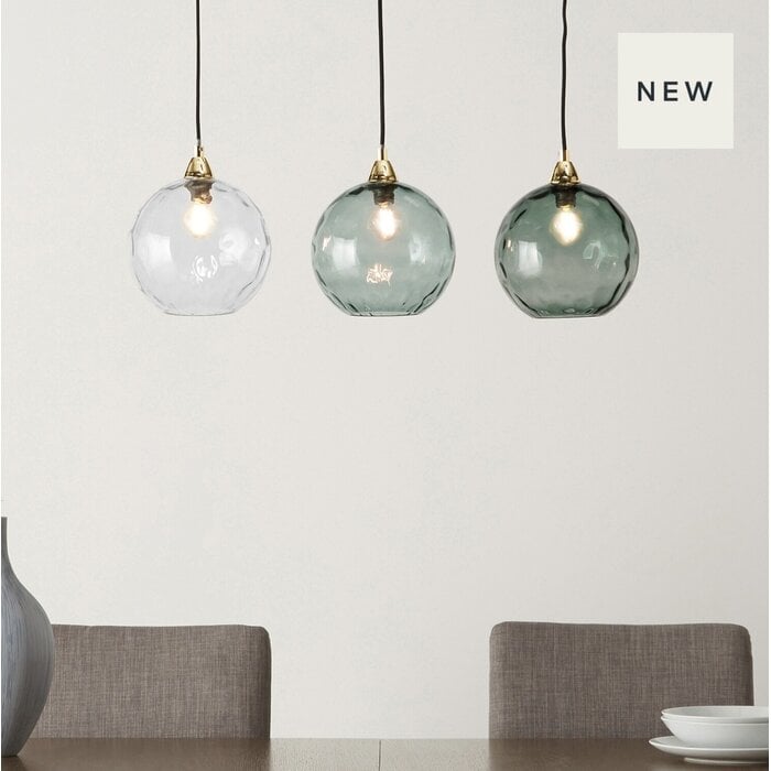 Ilaria 3 Light Linear Pendant Bar Ceiling Light in Blue - MADE