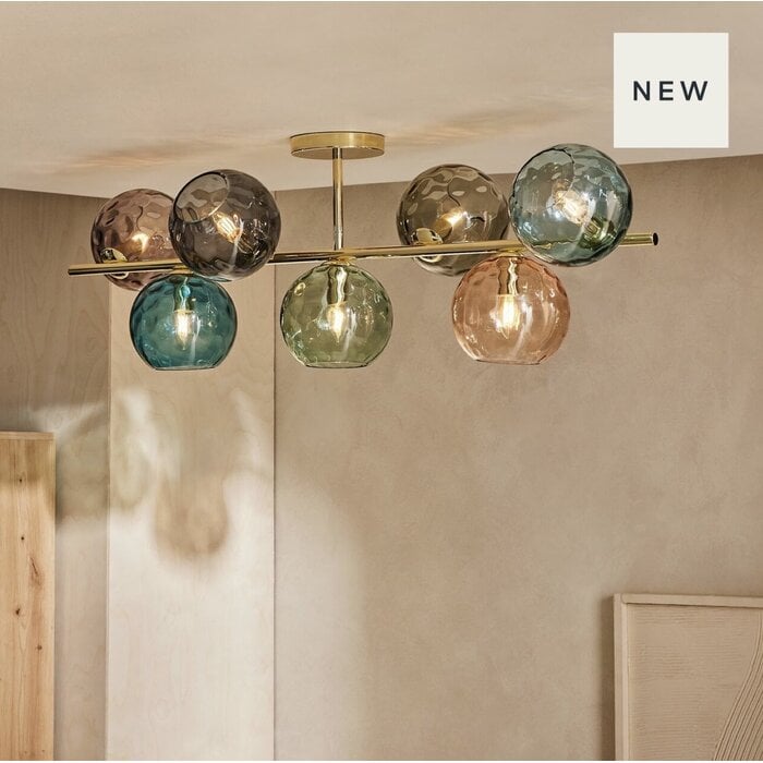 Ilaria 7 Light Flush Large Ceiling Light in Brass - MADE