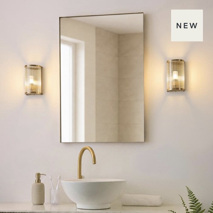 Morgan - Ribbed Glass and Antique Brass Bathroom Wall Light