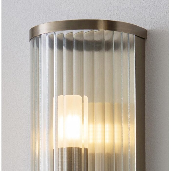 Morgan - Ribbed Glass and Antique Brass Bathroom Wall Light