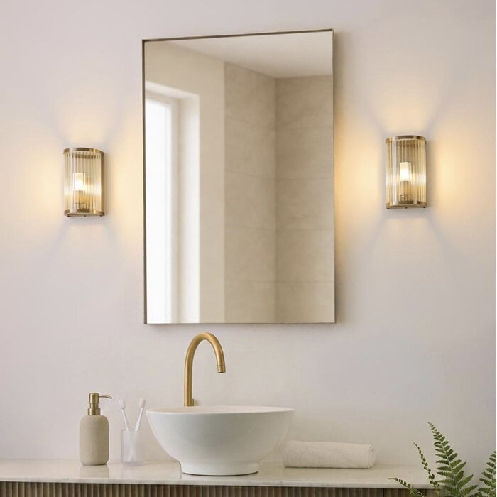 Morgan - Ribbed Glass and Antique Brass Bathroom Wall Light