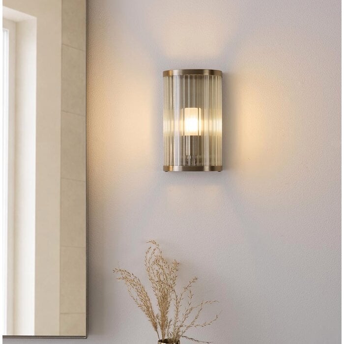 Morgan - Ribbed Glass and Antique Brass Bathroom Wall Light