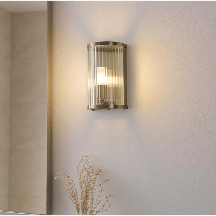Morgan - Ribbed Glass and Antique Brass Bathroom Wall Light