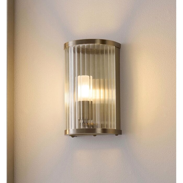 Morgan - Ribbed Glass and Antique Brass Bathroom Wall Light