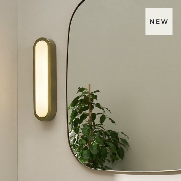 Nura Flush Bathroom Wall Light in Brass - MADE