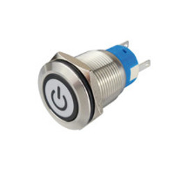 Sintron Connect RVS drukknop 19mm met aan/uit symbool en verlichting 12V