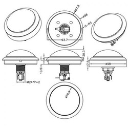 Grote Arcade led dome drukknop geel D: 100mm