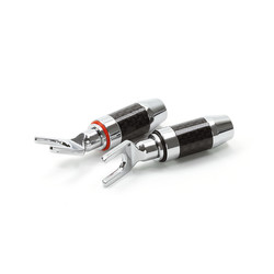 Audio Dynavox Kabelschoen plug vork carbon rhodium vergulde set rood/zwart van Dynavox