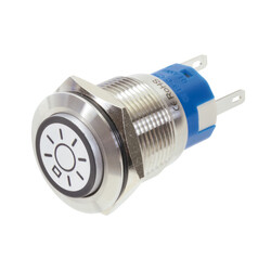 Sintron Connect RVS drukknop 19mm met lichtsymbool en verlichting 12V