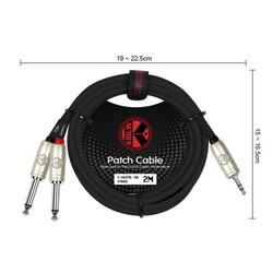 Kirlin 3,5mm stereo phone plug -> 2x 6,3mm mono mannelijk - 1 meter