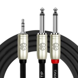 Kirlin 3,5mm stereo phone plug -> 2x 6,3mm mono mannelijk - 1 meter  - Copy