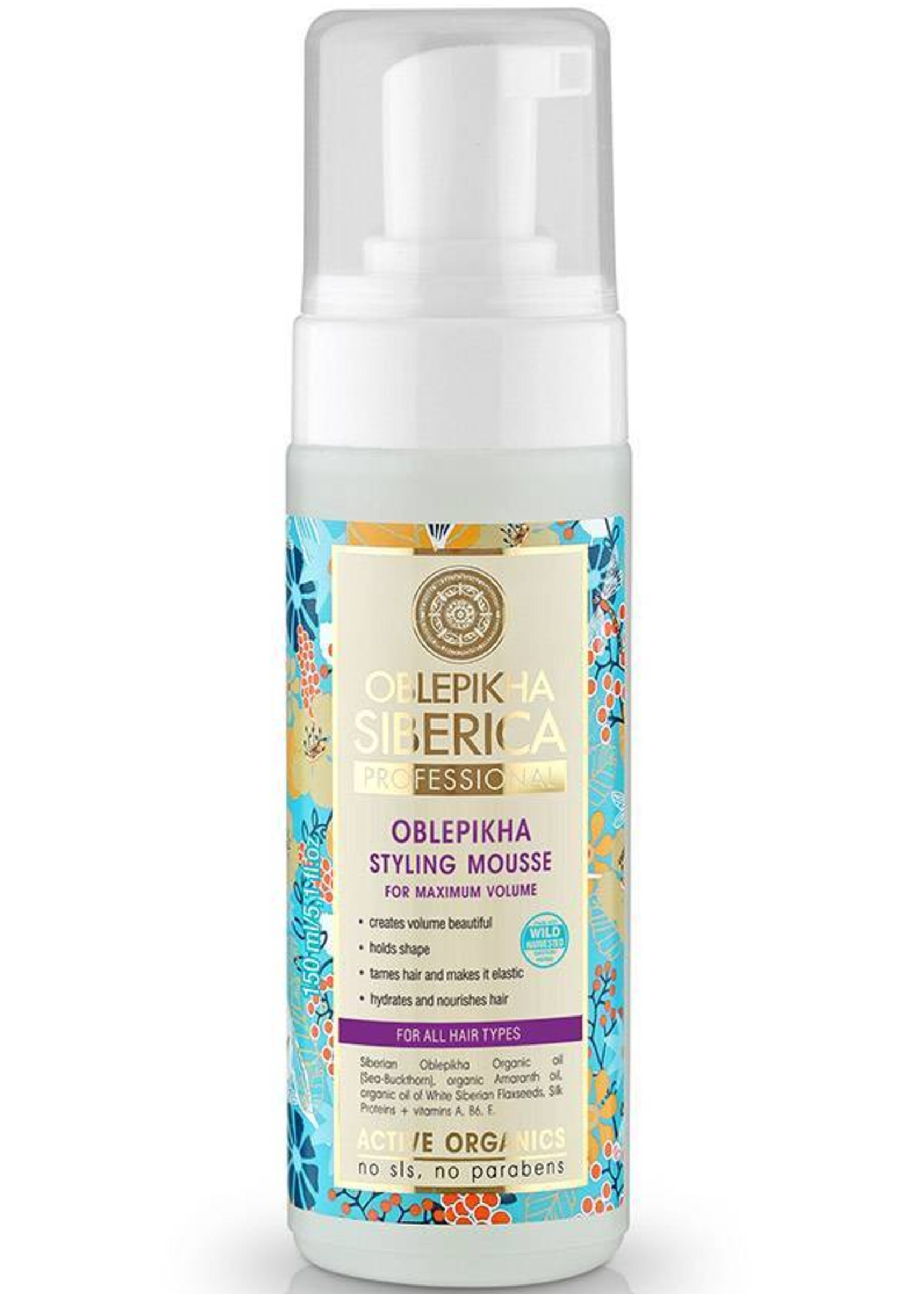 Natura Siberica Oblepikha Styling Mousse for Maximum Volume ( All Hair Types ) 150 ml