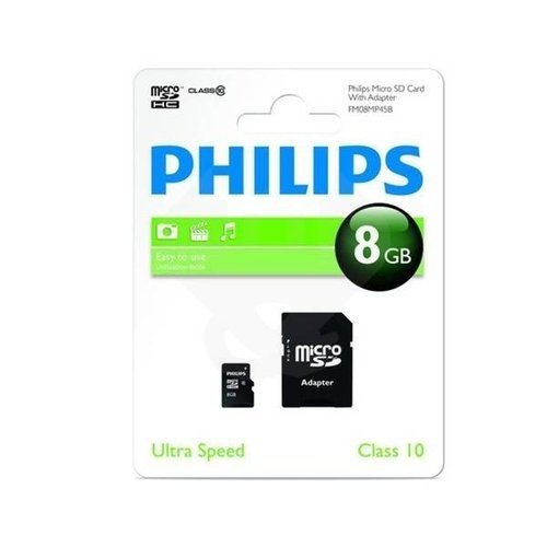 Philips Micro SDHC geheugenkaart met adapter (Cl.10-8GB)