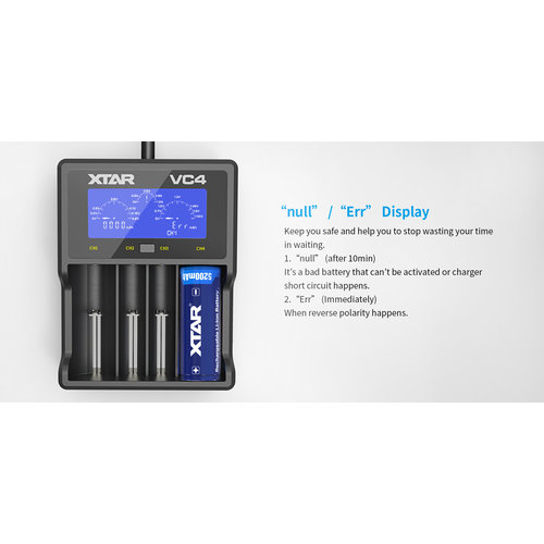 Xtar VC4 USB LCD Li-ion / Ni-MH-batterijlader