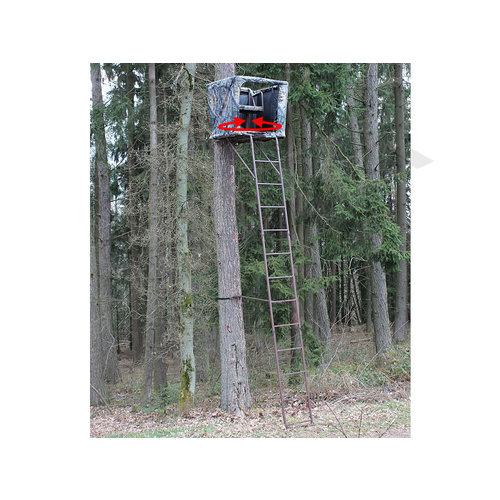 Transportable & practical ladderstand 5.40m with 360° rotating seat, incl. camouflage net. Transportable & practical ladderstand 5.40m with 360° rotating seat, incl. camouflage net.