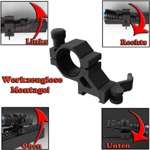 Maximtac Justierbare Schnell-Montage 45° Versetzung für Lampen mit Picatinny-Aufnahme mit 24-26mm Ø
