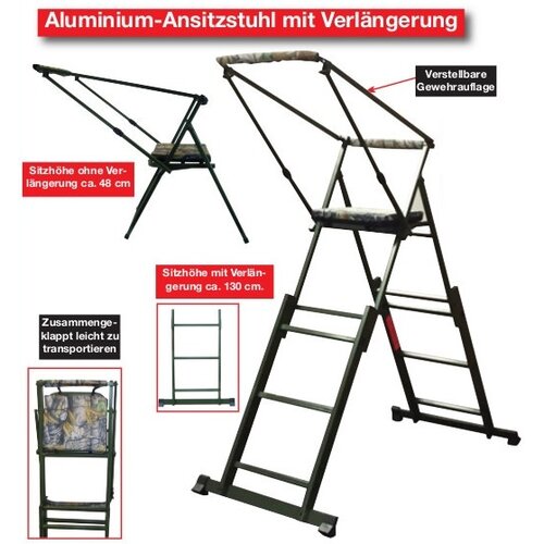 Farm-Land Aluminium Ansitzstuhl mit Verlängerung