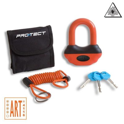 Pro-tect Topaz ART-4 schijfremslot oranje met reminderkabel en tas