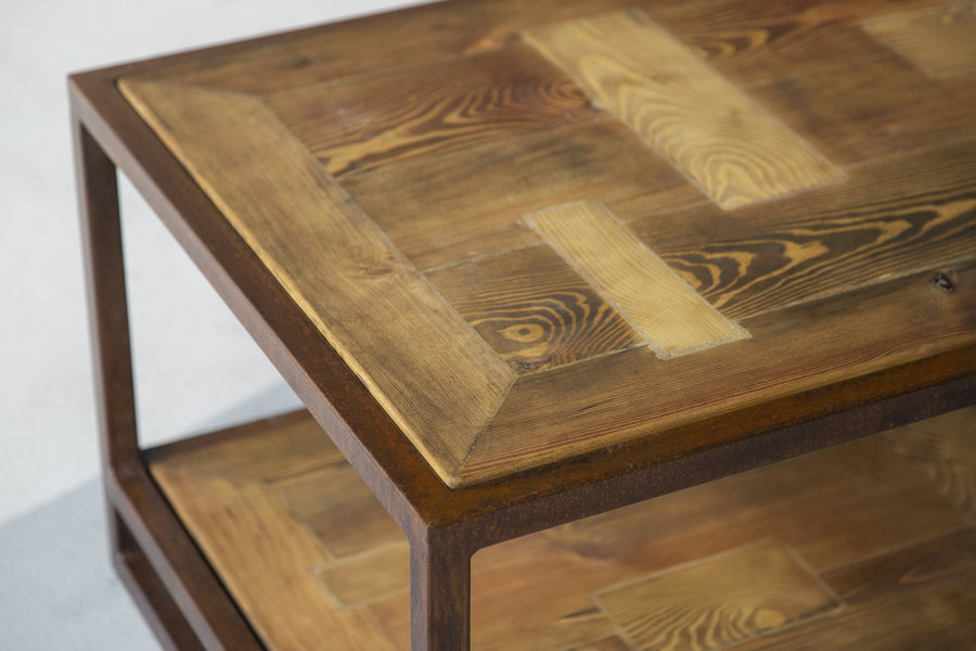 Couchtisch aus Bauholz und Eisen verrostet Jeroen - FraaiBerlin