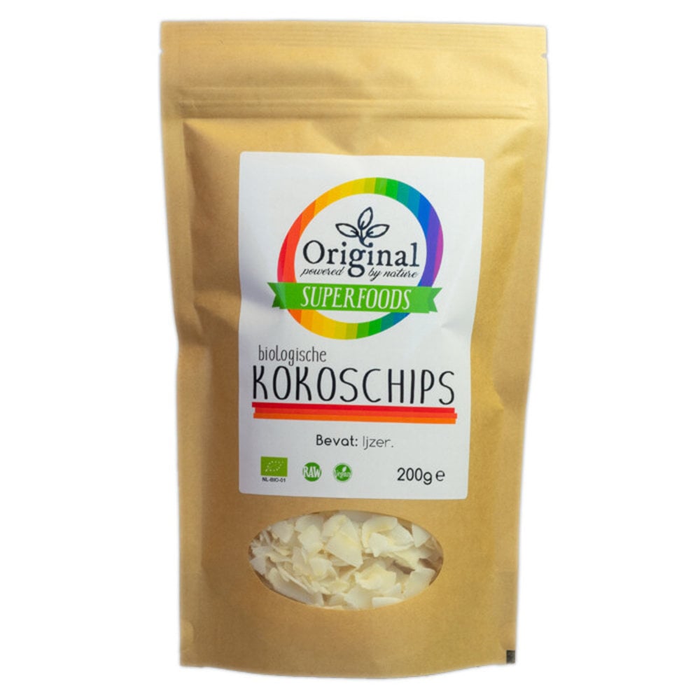 Automatisering knoop verschil Original Superfoods Biologische Kokos Chips 200 Gram - Tarwegraskoning.nl