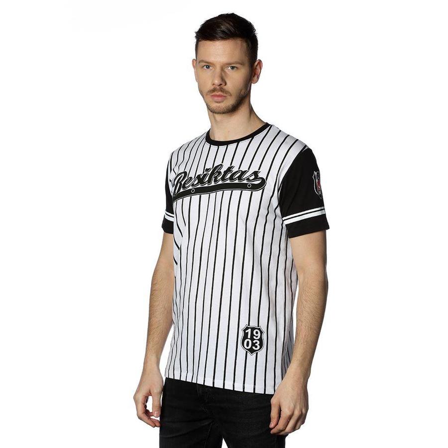 Beşiktaş mens striped college t-shirt 7718117 BLACK-WHITE