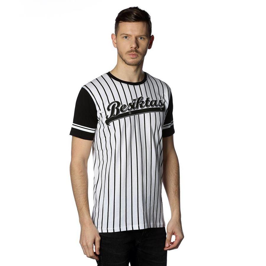 Beşiktaş mens striped college t-shirt 7718117 BLACK-WHITE