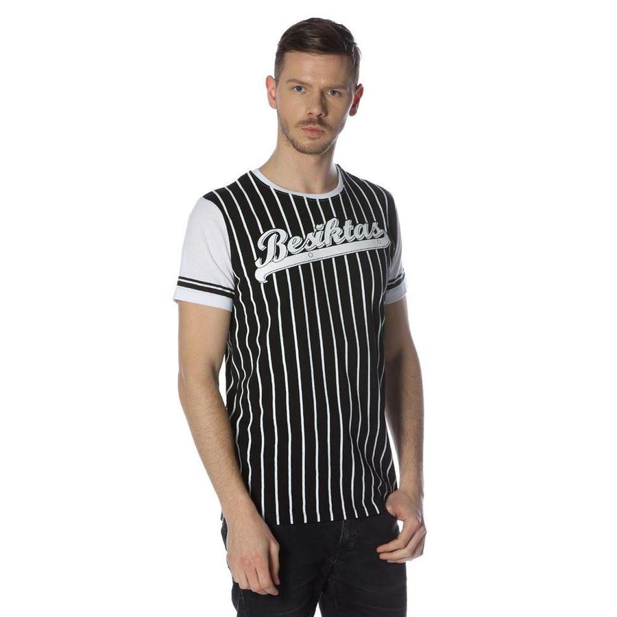 BEŞİKTAŞ ÇİZGİLİ KOLEJ ERKEK T-SHIRT 7718117 Siyah