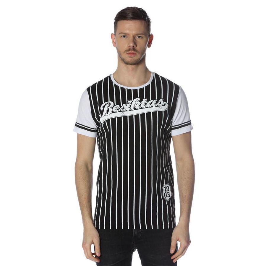 Beşiktaş college t-shirt rayé pour hommes 7718117 Noir