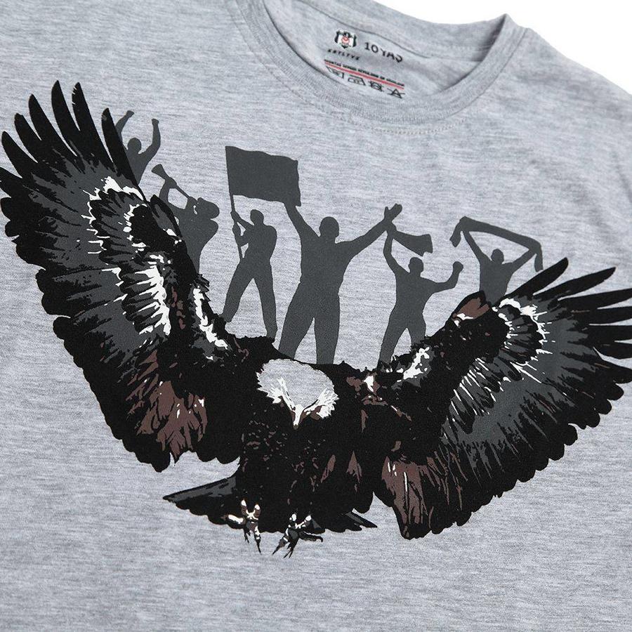 Beşiktaş T-Shirt Aigle Supporteur pour Enfants 6818118 Gris