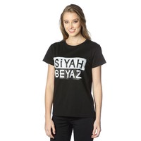 BEŞİKTAŞ PULLU SİYAH BEYAZ KADIN T-SHIRT 8818150