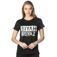 BEŞİKTAŞ PULLU SİYAH BEYAZ KADIN T-SHIRT 8818150