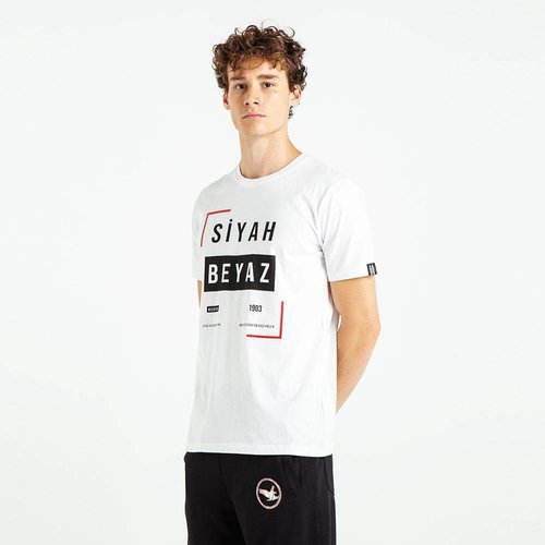 Beşiktaş Schwarz Weiss Frame T-Shirt Herren 7819112