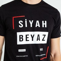 Beşiktaş Zwart Wit Frame T-Shirt Heren 7819112 Zwart