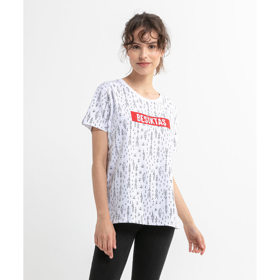 Beşiktaş Feather All Over T-Shirt Dames 8020132 Wit