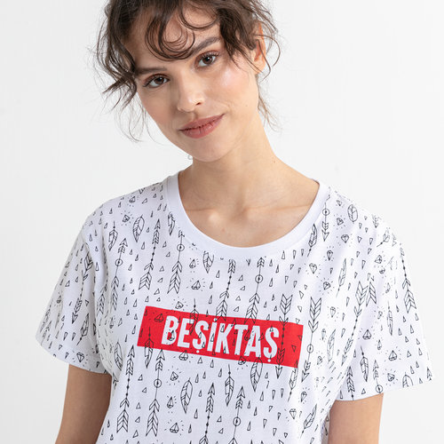 Beşiktaş Feather All Over T-Shirt Dames 8020132 Wit
