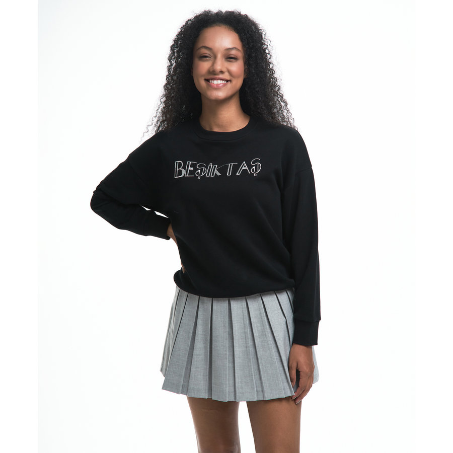 BEŞİKTAŞ NAKIŞLI KADIN SWEATSHIRT 8122208 SİYAH