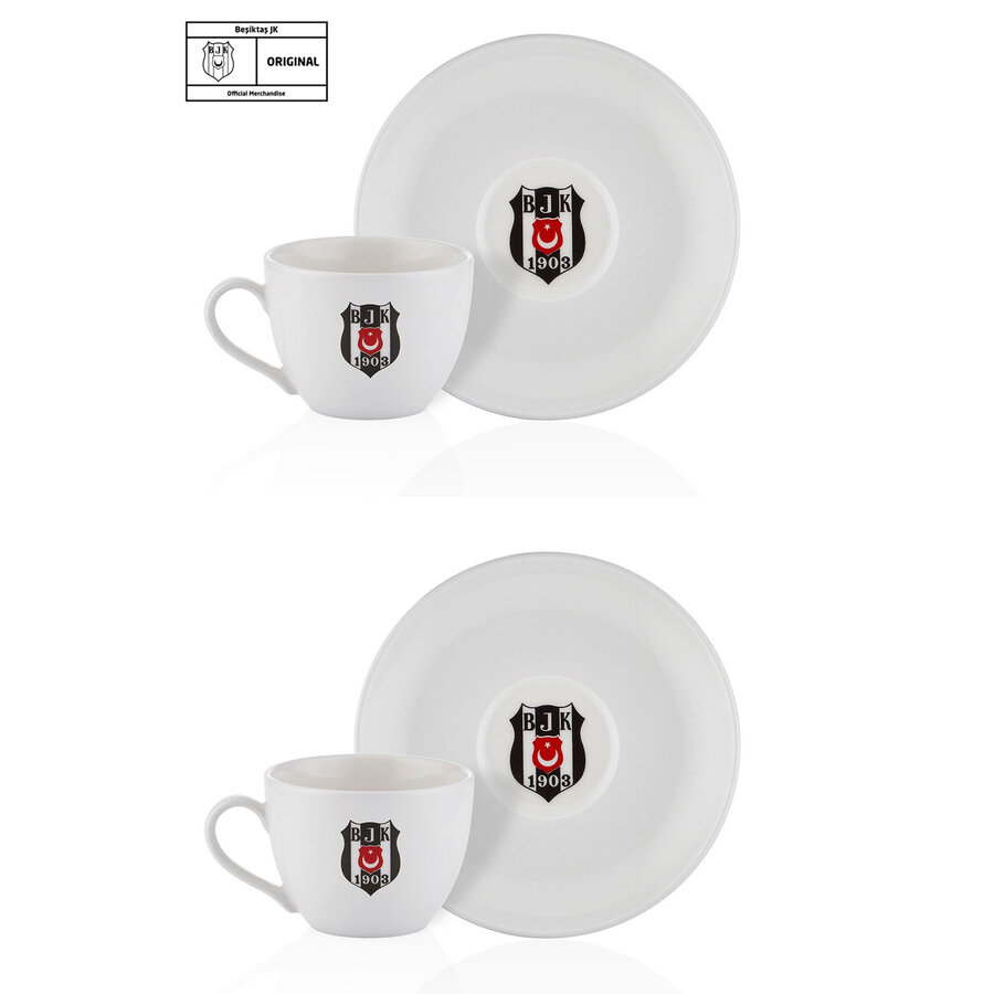 Beşiktaş Klassiek Logo Set van 2 Theekopjes N3426