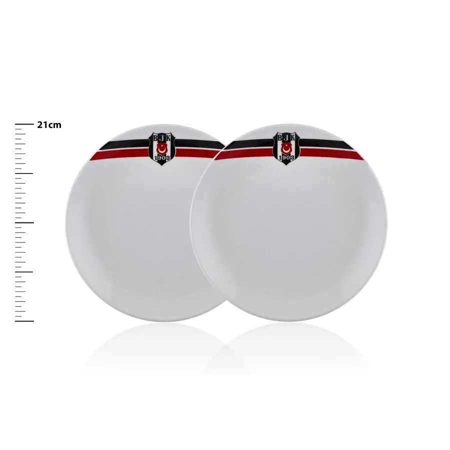 Beşiktaş Assiette à pâtisserie 2 pièces rayée N3431