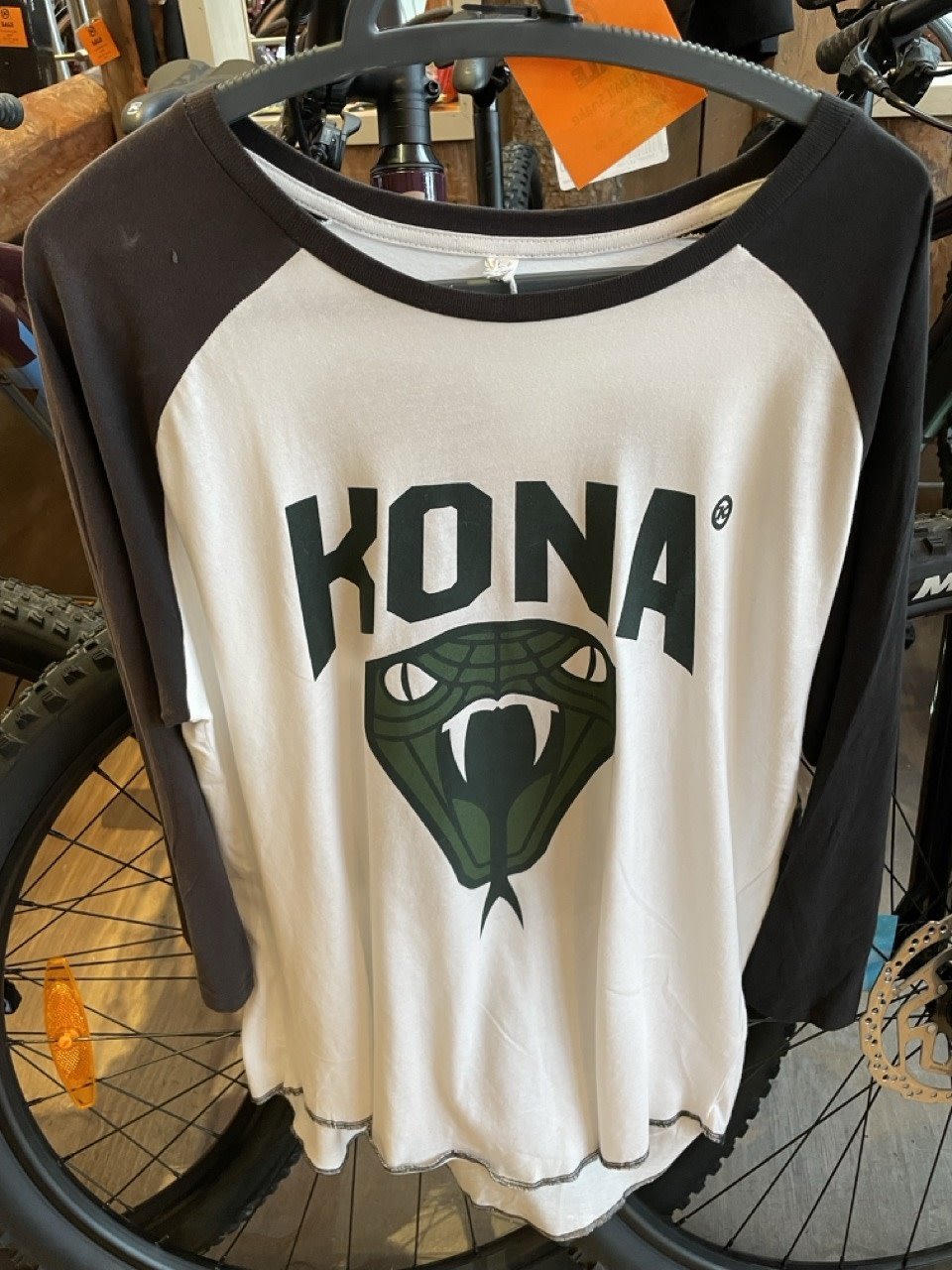 Kona Baseball Snake T-Shirt White/Black - Faded by the sun on one side (EX-Display)
