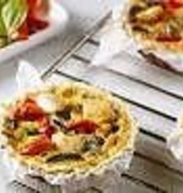 Vegetarische quiche met pesto, tomaat en aubergine +/-200g