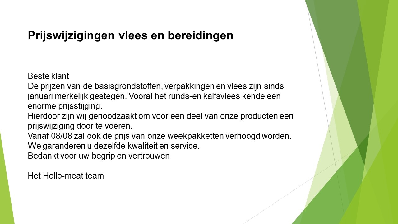 Prijswijziging