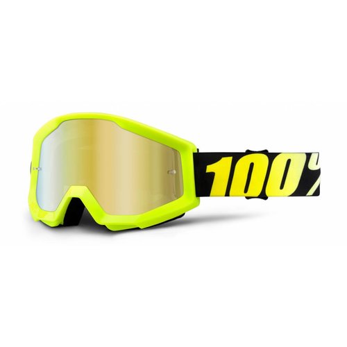 100% Crossbrille The Strata Neon Yellow - Gold Verspiegelt