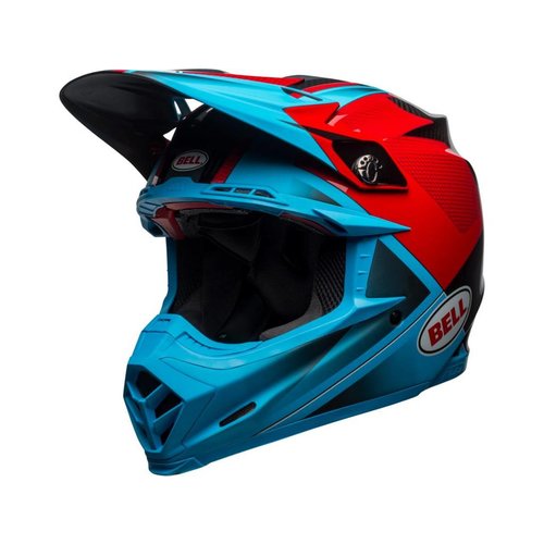 Bell Moto-9 Flex Gloss / Matte Cyan / Red Hound